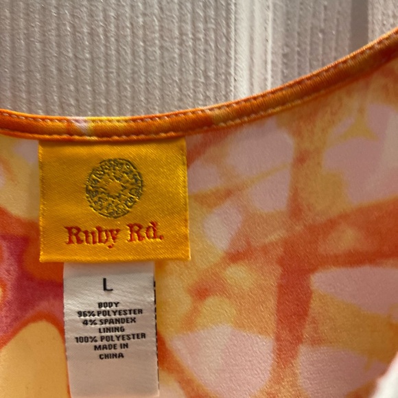 Ruby Rd. Orange and Yellow Patterned Top - Picture 3 of 3